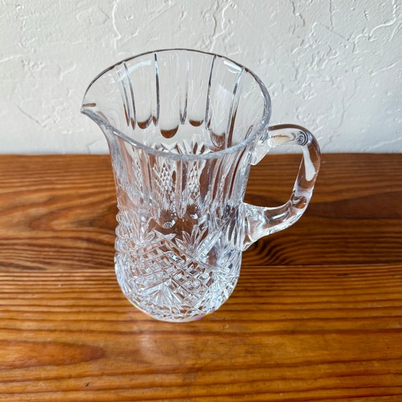 Vintage Clear Crystal Cut Glass Pitcher – Fan & Crosshatch Pattern, Heavy Lead - Picture 15 of 15